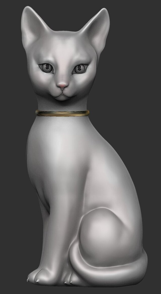 3D model of Cat Figurine Model | Zbrush Sculpt | 3D Print Model