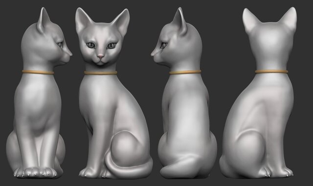 3D model of Cat Figurine Model | Zbrush Sculpt | 3D Print Model