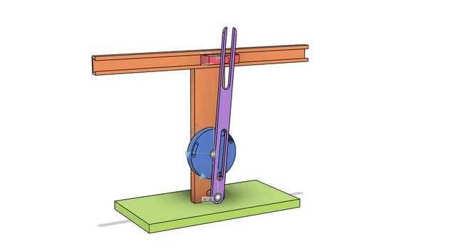 3D model of crank and slotted lever mechanism