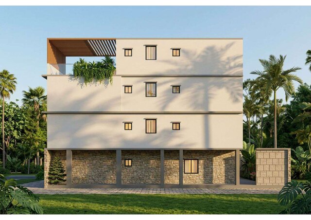3D model of Modern G+3 Luxury Residential Elevation | 3D Architectural Visualization & Facade Design
