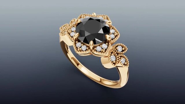 Floral Sunflower-Inspired Halo Ring in 14KY