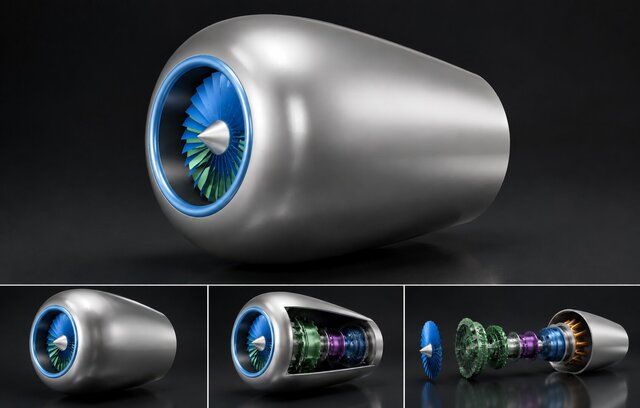 3D model of Aircraft Turbofan Engine paramitric design
