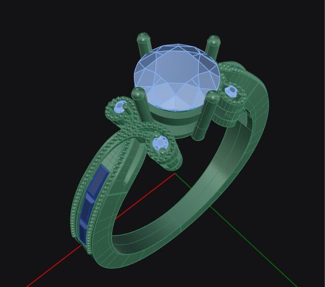 3D model of Solitaire Ring with Channel-Set