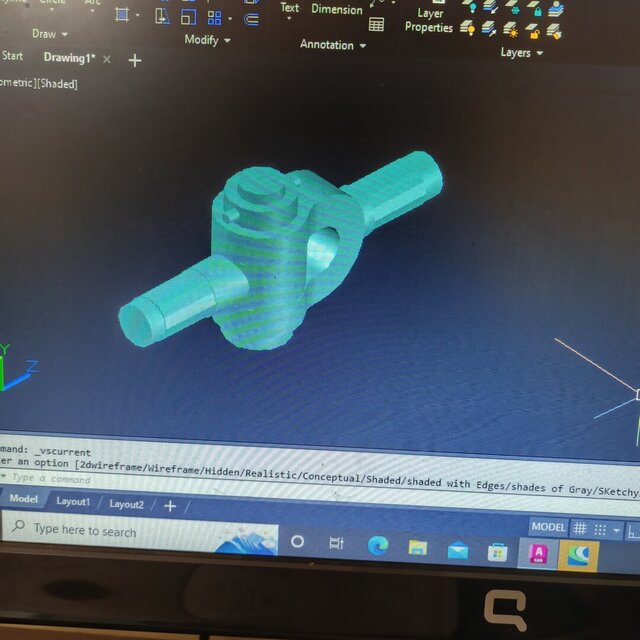 3D model of Knuckle Joint – 2D Section View & 3D Solid Model | AutoCAD 2024