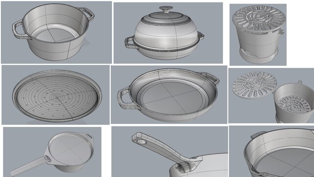 3D model of Cast Iron Cookware Product Design