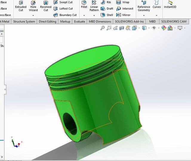 3D model of single piston Design