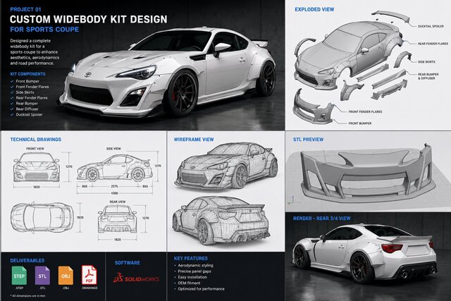 Automotive Widebody Kit & Mechanical CAD Design Portfolio