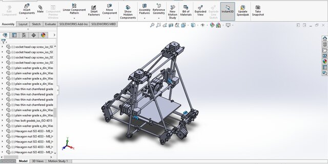 Modified Mendel Huxley 3D Printer – Complete CAD Assembly