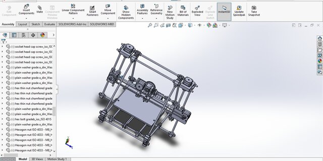 Modified Mendel Huxley 3D Printer – Complete CAD Assembly – image 2 of 8