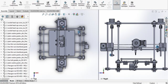 Modified Mendel Huxley 3D Printer – Complete CAD Assembly – image 5 of 8