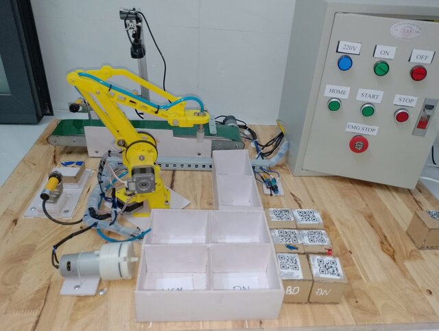 3D model of QR Code Product Sorting Model Using PLC and Robotic Arm 3 DOF