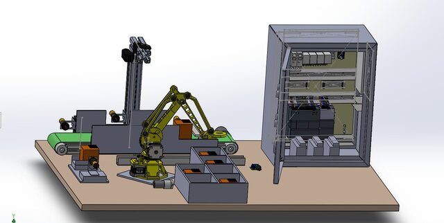 3D model of QR Code Product Sorting Model Using PLC and Robotic Arm 3 DOF