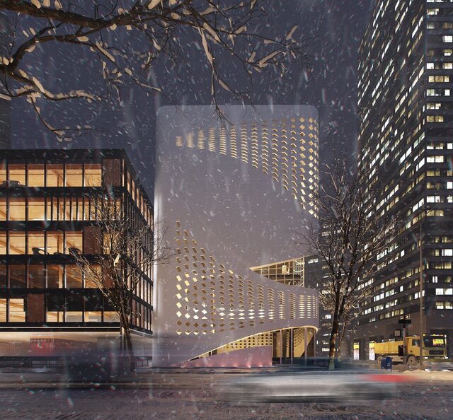 Ophthalmology Clinic — Perforated Curved Façade – image 3 of 4