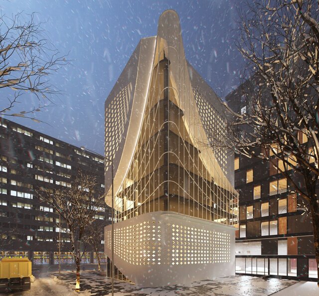 Ophthalmology Clinic — Perforated Curved Façade – image 2 of 4