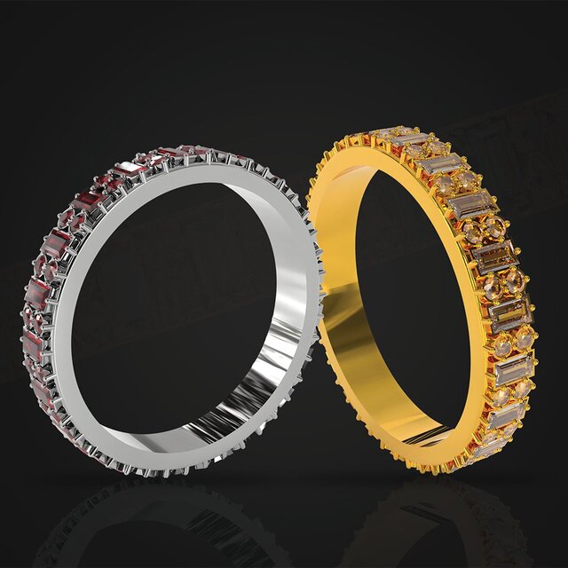 Full Eternity Baguette Band | 3D Jewelry CAD | Precision Stone Setting