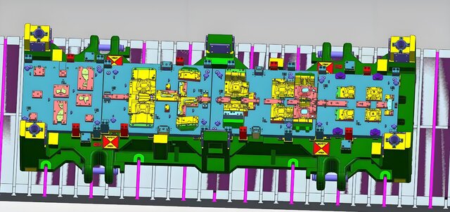 3D model of Automotive Grade Cast Iron Progressive Stamping Die Full 3D Design