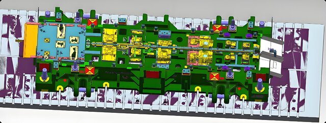 Automotive Grade Cast Iron Progressive Stamping Die Full 3D Design