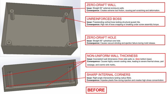 3D model of Injection Molding DFM Review — ABS Plastic Enclosure