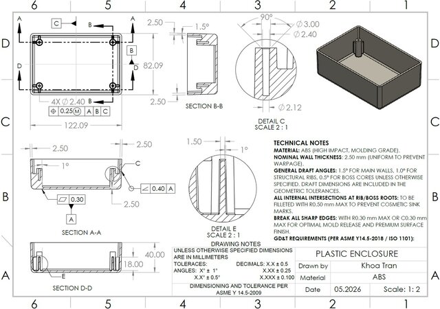 3D model of Injection Molding DFM Review — ABS Plastic Enclosure