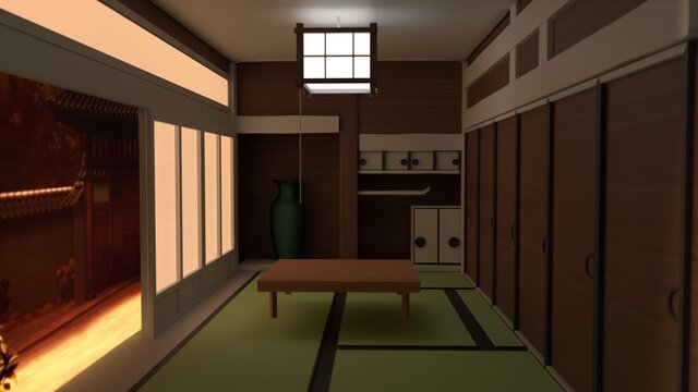 Traditional Japanese Washitsu Interior | Blender 3D Environment & Architectural Visualization