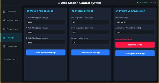 3D model of C# WPF 3-Axis Motion Control System & PLC HMI Software