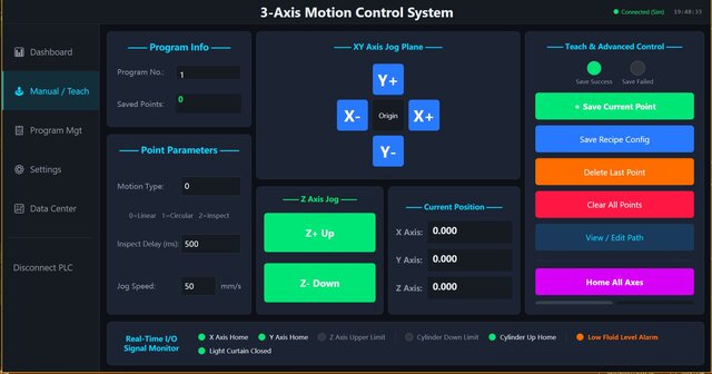 3D model of C# WPF 3-Axis Motion Control System & PLC HMI Software