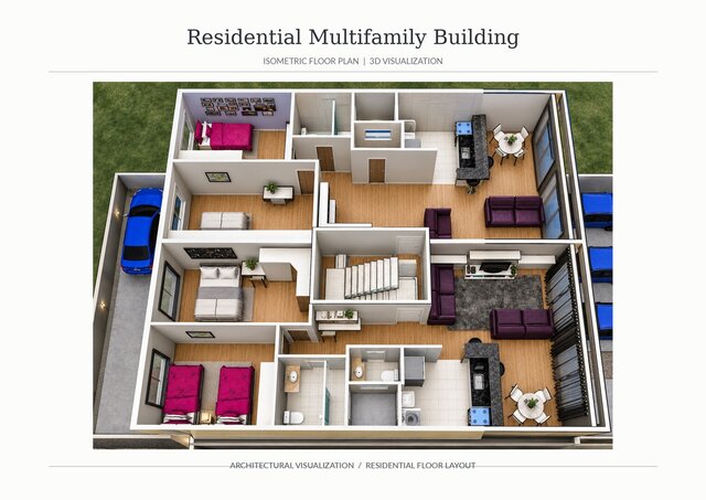 Multifamily Residential Building | Architectural Design & 3D Floor Plan Visualization – image 2 of 4