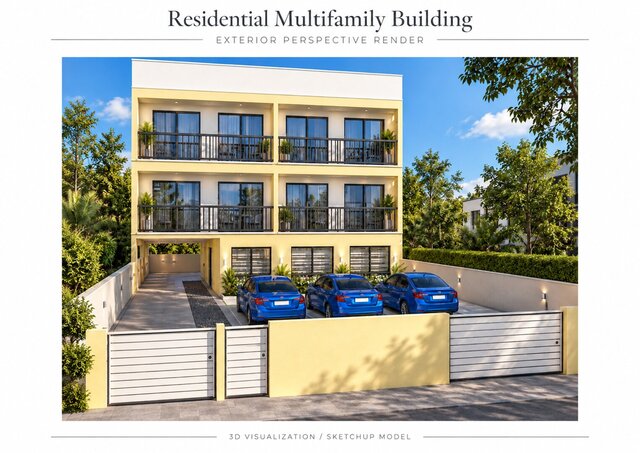 Multifamily Residential Building | Architectural Design & 3D Floor Plan Visualization – image 1 of 4