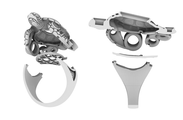3D model of Sea Turtle Heirloom Cocktail Ring