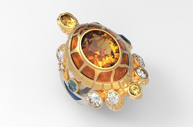3D model of Sea Turtle Heirloom Cocktail Ring