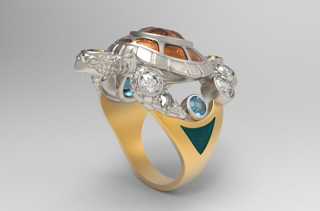 3D model of Sea Turtle Heirloom Cocktail Ring
