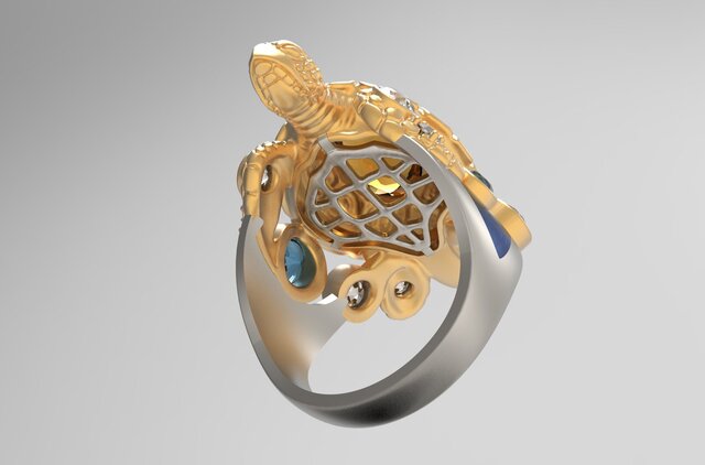 3D model of Sea Turtle Heirloom Cocktail Ring