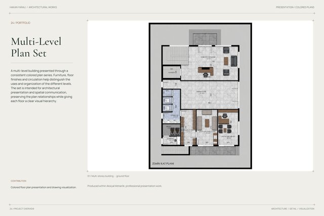 Multi-Level Building | Colored Plan Set – image 1 of 6