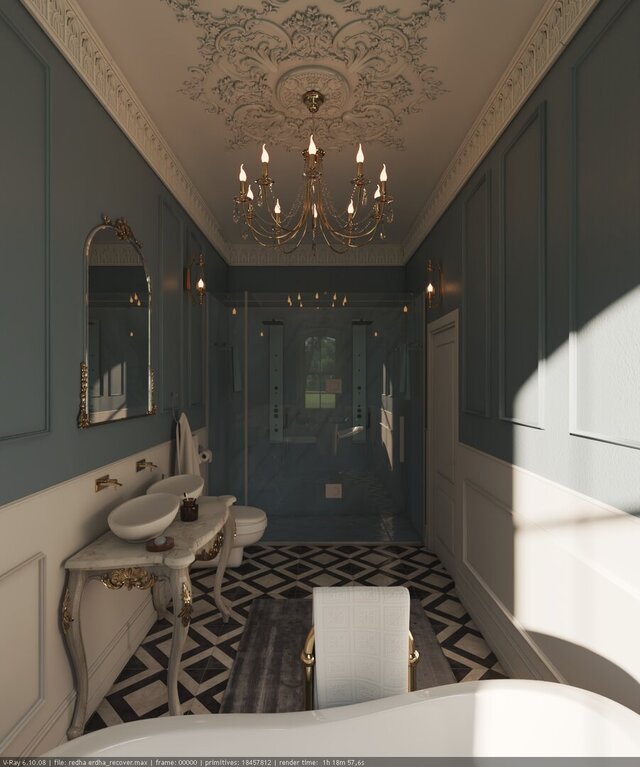 3D model of Luxury Neoclassical Bathroom – Manoir 1820 Concept