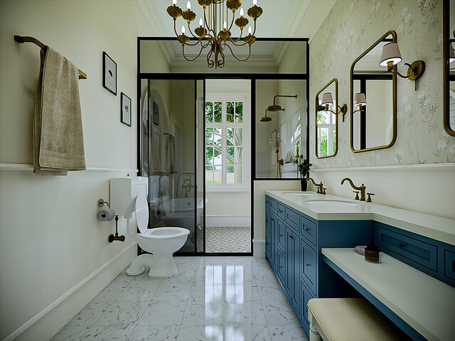 3D model of Luxury Classic Master Bathroom Interior Design | 3D Rendering & Visualization