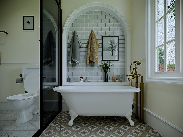 3D model of Luxury Classic Master Bathroom Interior Design | 3D Rendering & Visualization