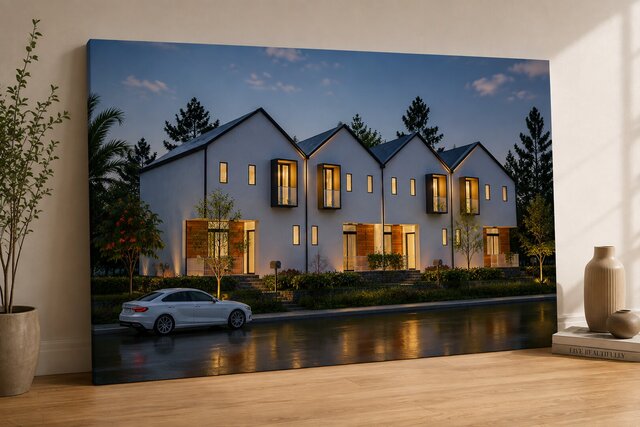 3D model of twilight-townhouses-on-canvas