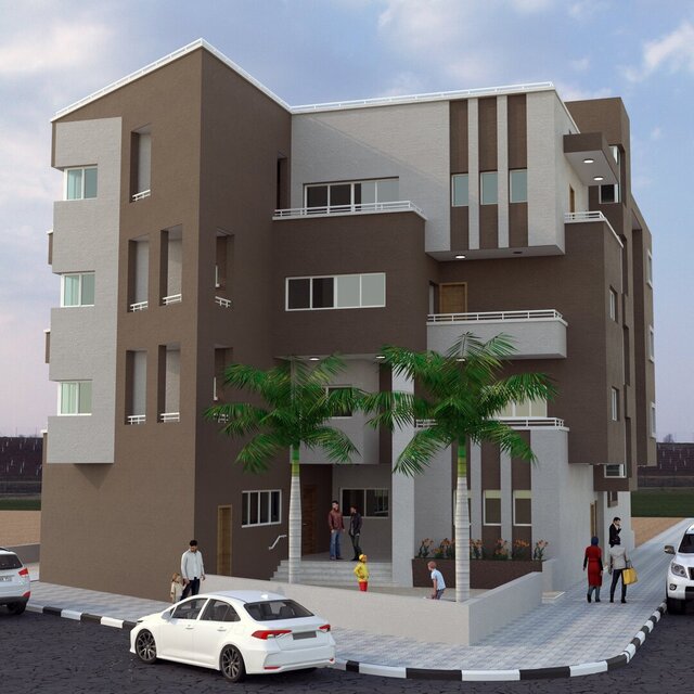 3D model of Residential Building – G+3 | Revit BIM Model & Corona Render