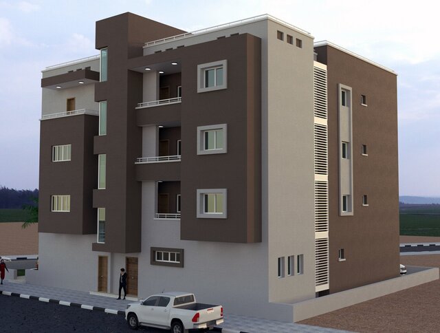 3D model of Residential Building – G+3 | Revit BIM Model & Corona Render