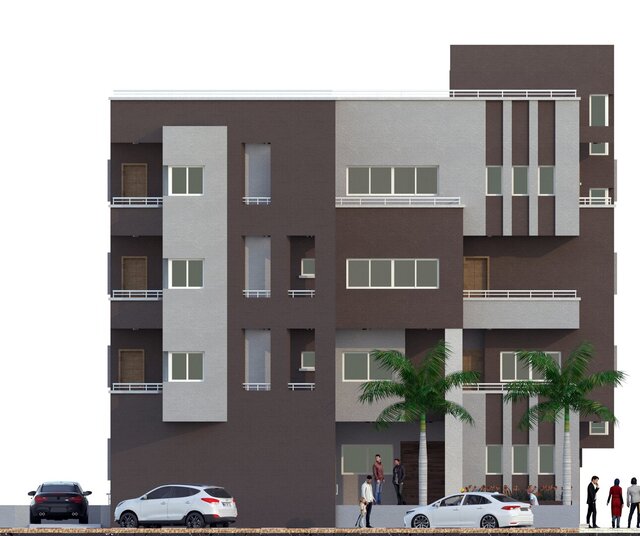 3D model of Residential Building – G+3 | Revit BIM Model & Corona Render