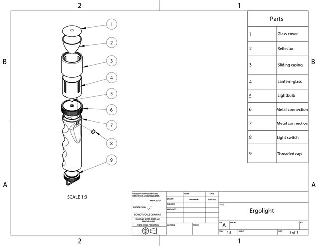 3D model of Ergonomic Flashlight with adjustable light feature