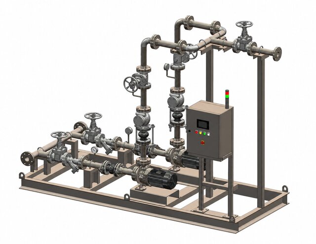 Water Pump Skid Assembly – 3D Mechanical CAD Design – image 1 of 6