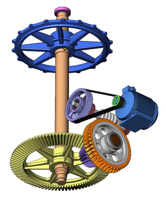 3D model of Conveyor drive with worm gear