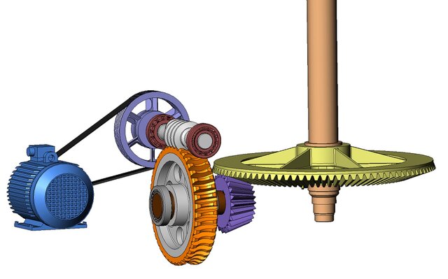 3D model of Conveyor drive with worm gear
