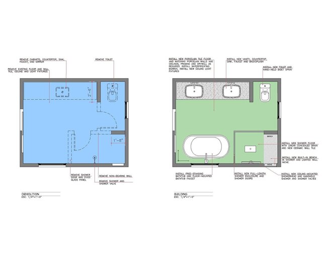 3D model of Master Bathroom CAD Drawing Set – Demolition, Layout & RCP Plans (AutoCAD)
