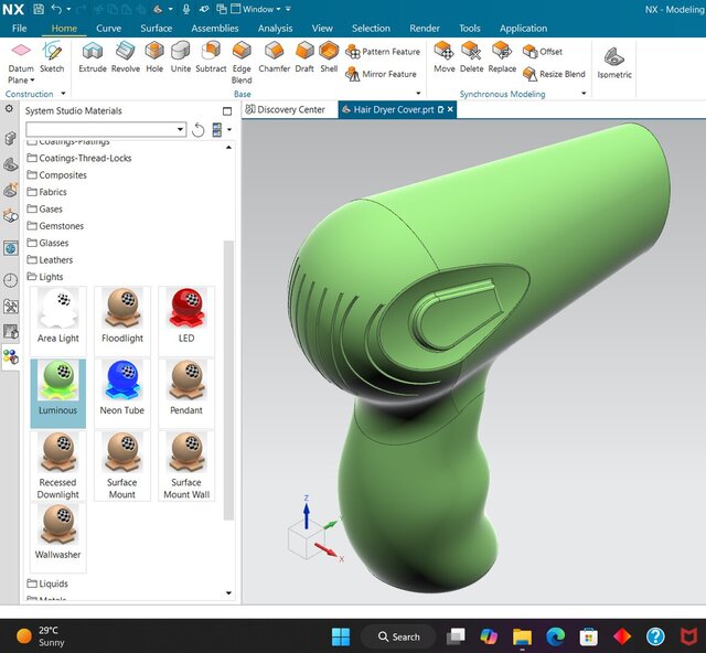 3D model of Hair Dryer Design In NX CAD