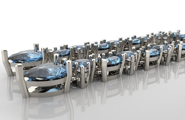 3D model of Earrings with sapphires and diamonds