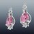 Pair of Pink Tourmaline Earrings in 14K White Gold with Melee Diamonds