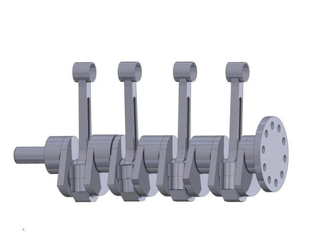 4-Cylinder Crankshaft and Connecting Rod Assembly | Engine Mechanism CAD Model