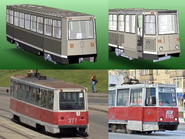 3D model of KTM5M3 Soviet tram Scale model